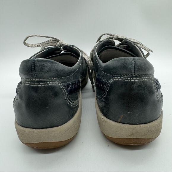 Aetrex Dana Lace Up Leather Oxford In Navy Sz 40 Comfort Coastal Grandma Office - Picture 8 of 12